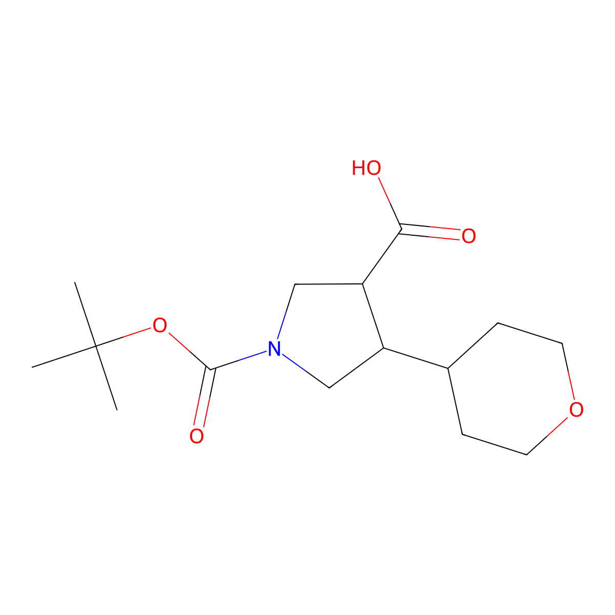 1-[(Tert-butoxy)carbonyl]-4-(oxan-4-yl)pyrrolidine-3-carboxylic acid molecular structure, CAS 1824075-59-3
