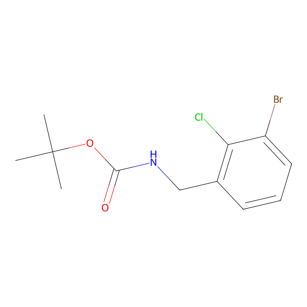 tert-butyl N-[(3-bromo-2-chlorophenyl)methyl]carbamate molecular structure, CAS 1824076-50-7