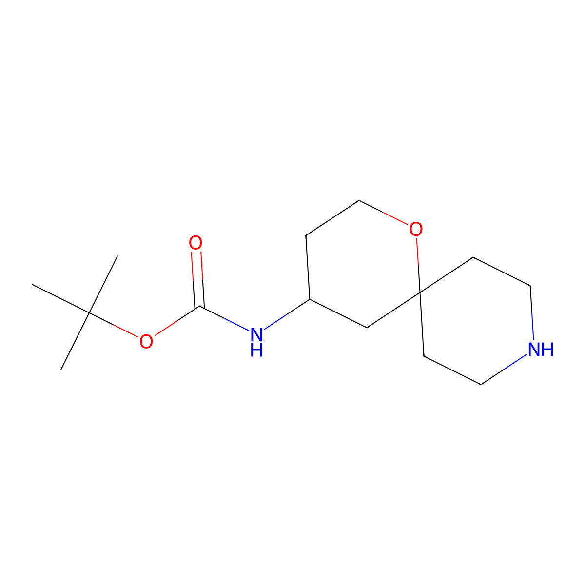 tert-Butyl N-{1-oxa-9-azaspiro[5.5]undecan-4-yl}carbamate molecular structure, CAS 1824077-06-6
