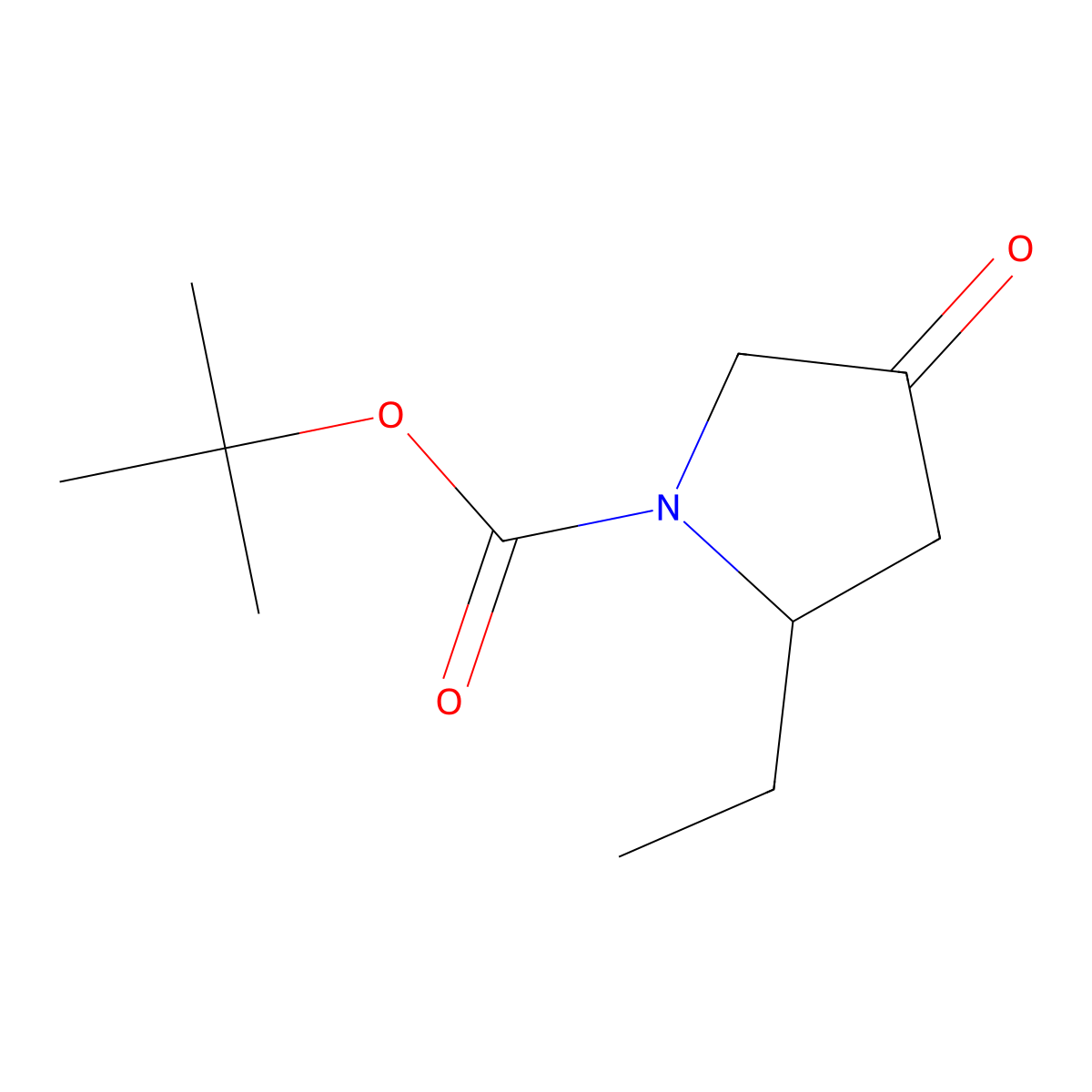 Tert-butyl 2-ethyl-4-oxopyrrolidine-1-carboxylate molecular structure, CAS 1824078-97-8