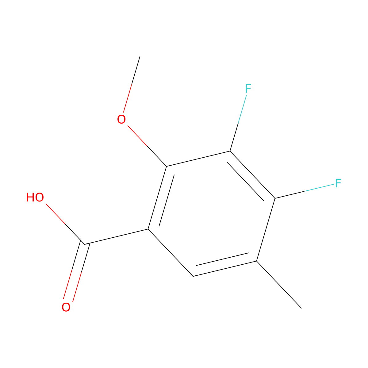 3,4-Difluoro-2-methoxy-5-methylbenzoic acid molecular structure, CAS 1824083-96-6