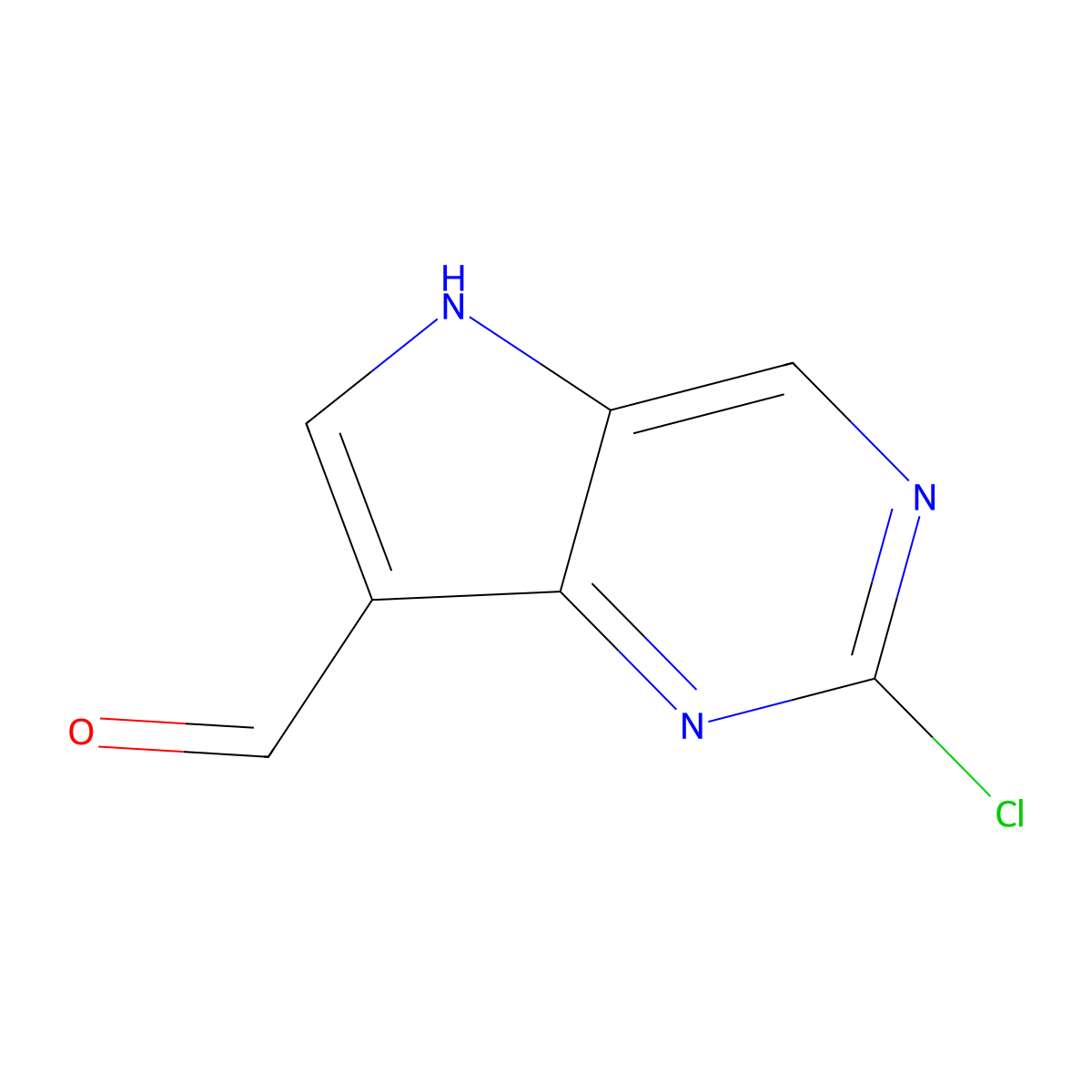 2-Chloro-5H-pyrrolo[3,2-d]pyrimidine-7-carbaldehyde molecular structure, CAS 1824084-20-9