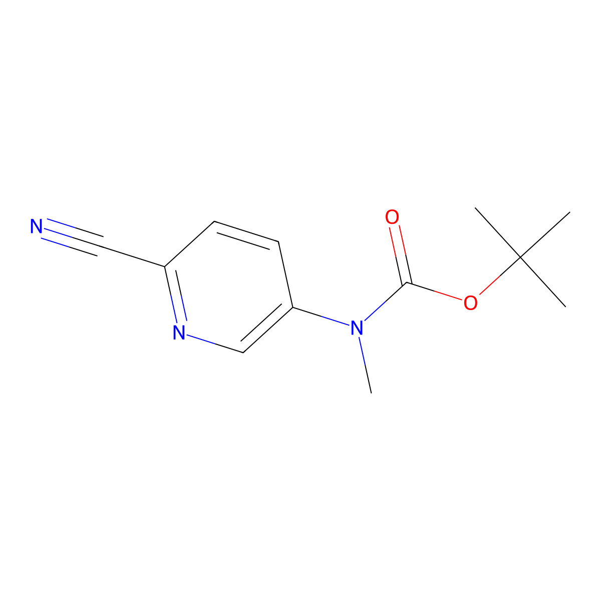 tert-butyl N-(6-cyanopyridin-3-yl)-N-methylcarbamate molecular structure, CAS 1824090-09-6