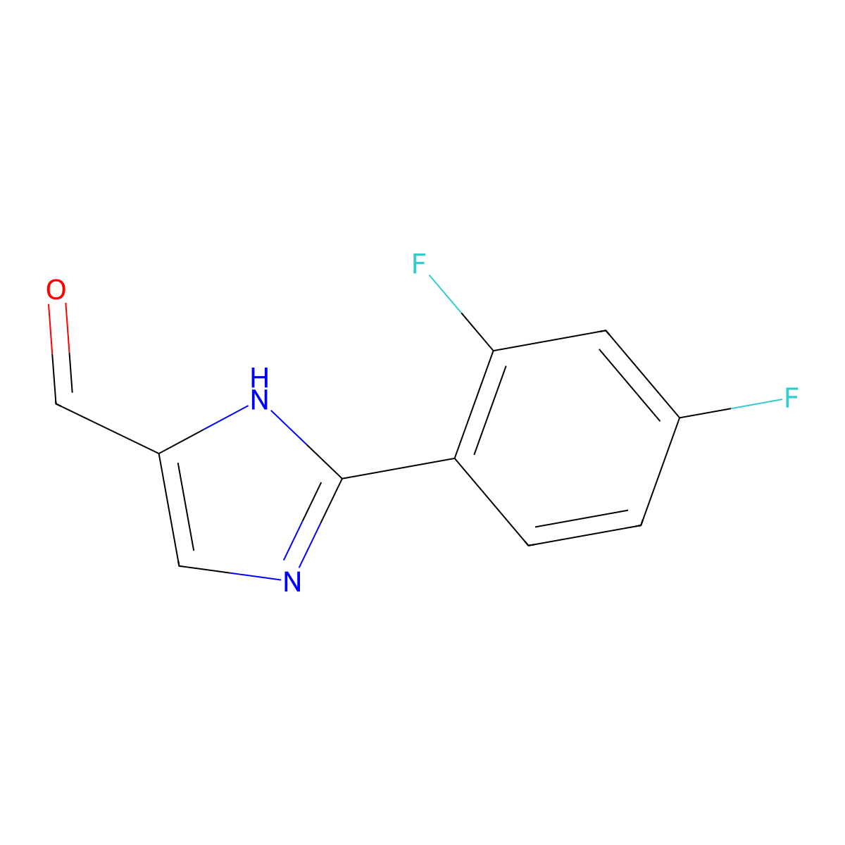 2-(2,4-difluorophenyl)-1H-imidazole-5-carbaldehyde molecular structure, CAS 1824090-49-4