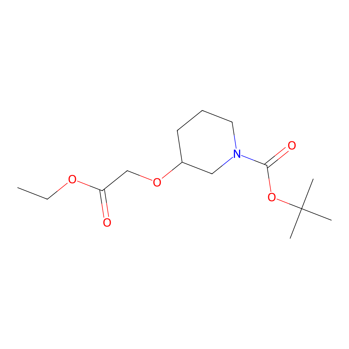 tert-Butyl 3-((ethoxycarbonyl)methoxy)piperidine-1-carboxylate molecular structure, CAS 1824091-88-4