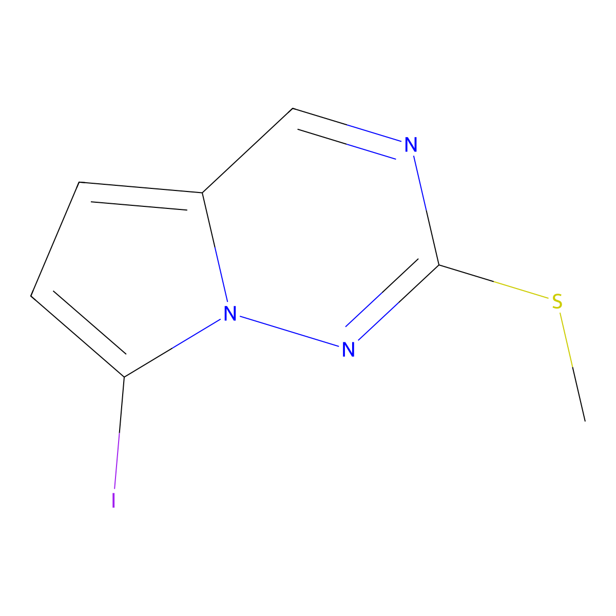 7-Iodo-2-(methylsulfanyl)pyrrolo[2,1-f][1,2,4]triazine molecular structure, CAS 1824092-16-1