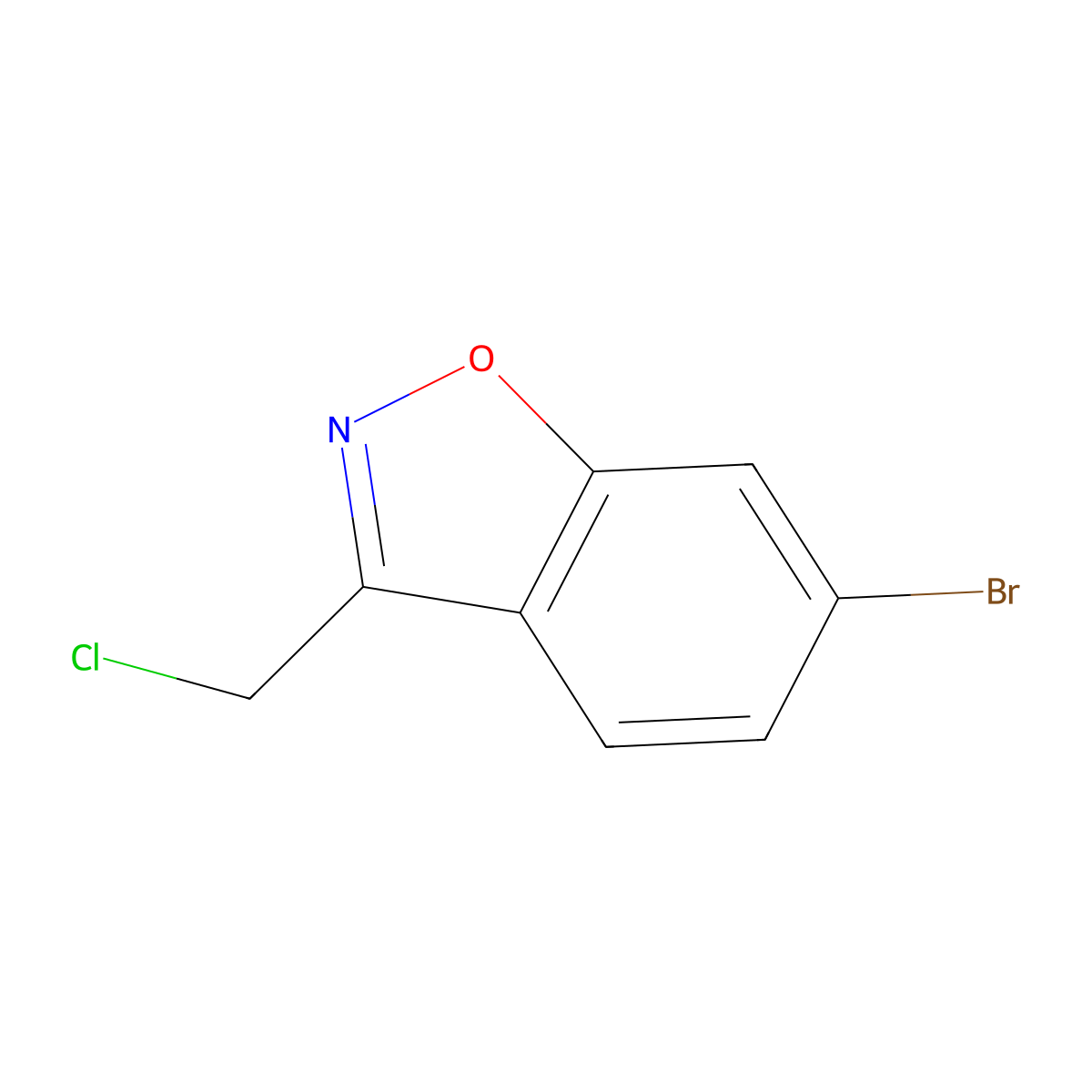 6-Bromo-3-(chloromethyl)-1,2-benzoxazole molecular structure, CAS 1824096-85-6