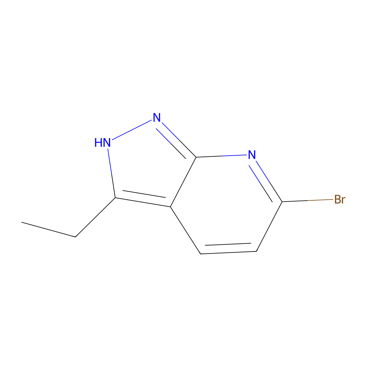 6-bromo-3-ethyl-1H-pyrazolo[3,4-b]pyridine molecular structure, CAS 1824099-16-2