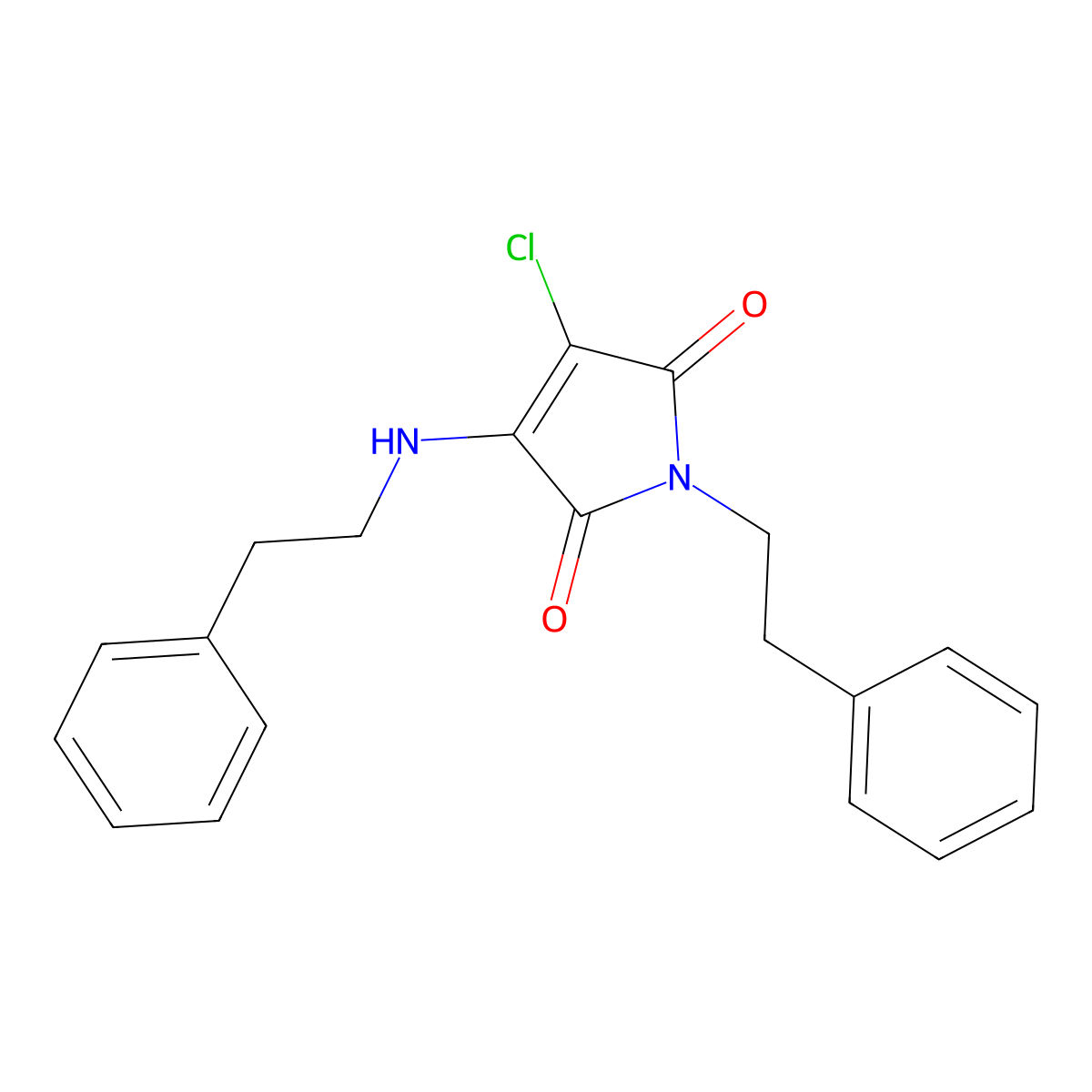3-chloro-1-(2-phenylethyl)-4-[(2-phenylethyl)amino]-1H-pyrrole-2,5-dione molecular structure, CAS 18241-83-3