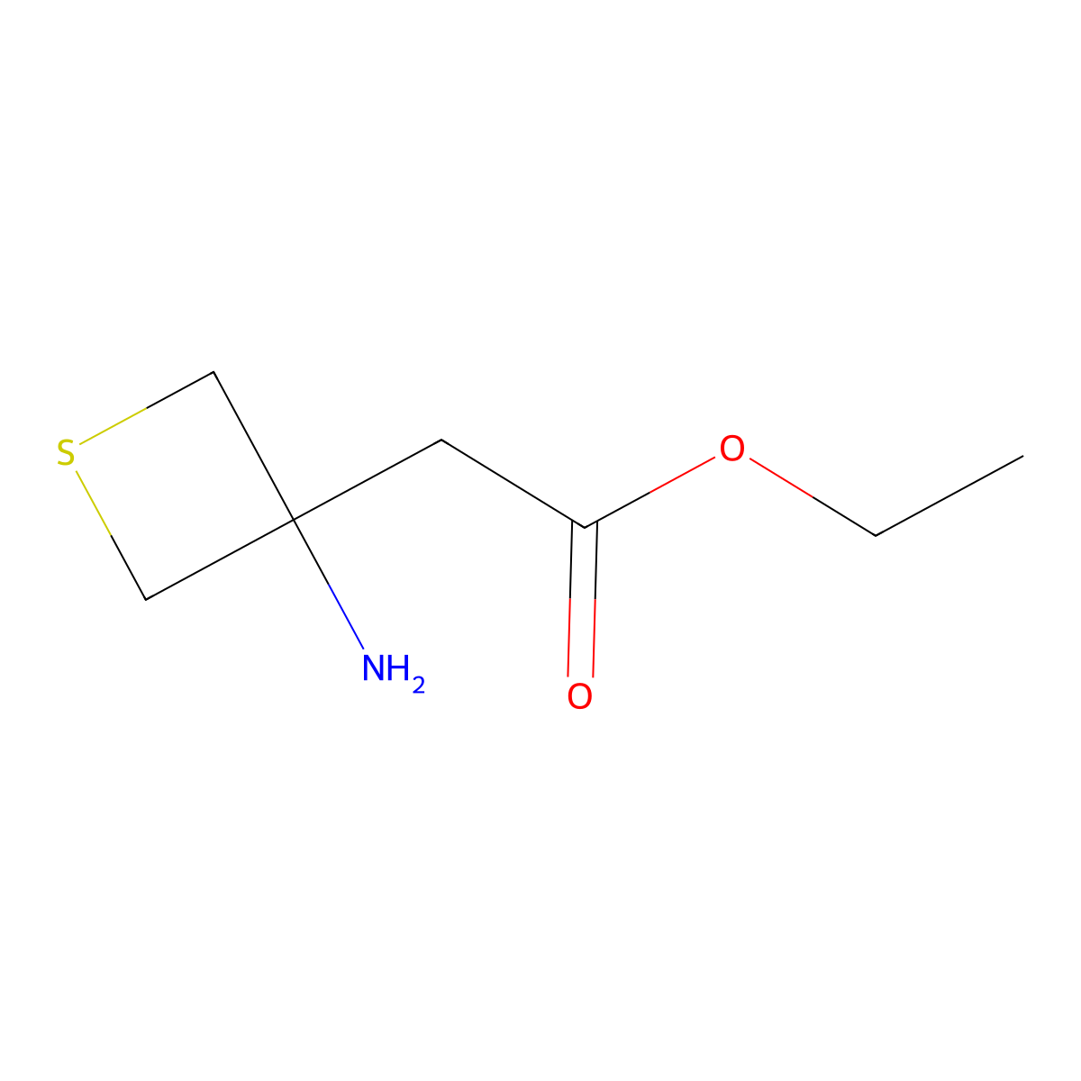 Ethyl 2-(3-aminothietan-3-YL)acetate molecular structure, CAS 1824101-26-9