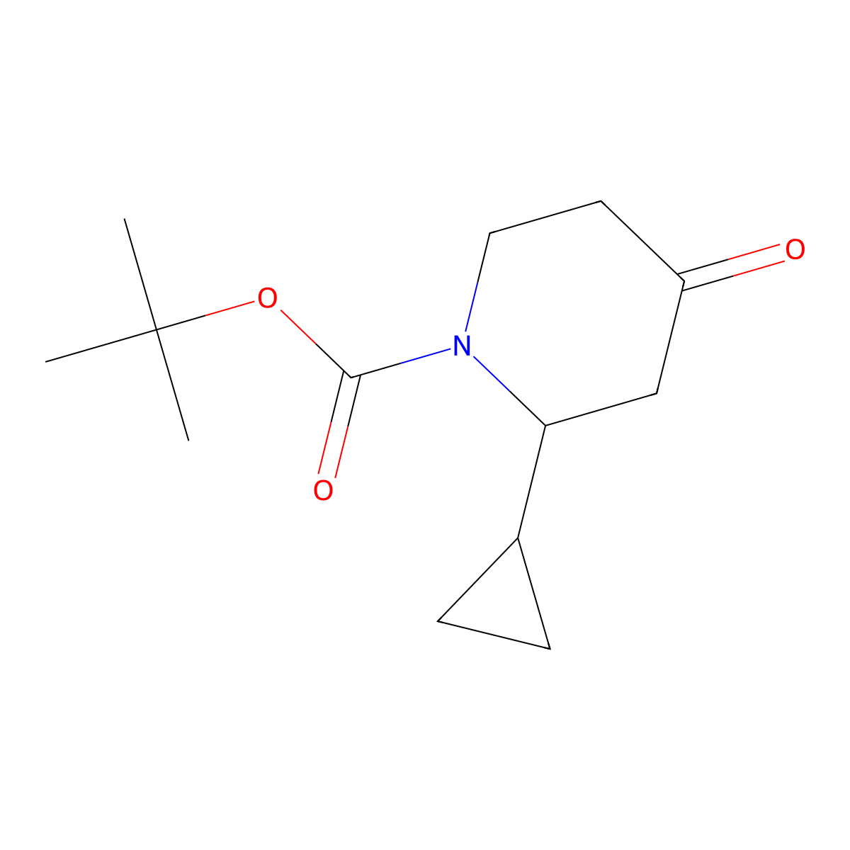 Tert-butyl 2-cyclopropyl-4-oxopiperidine-1-carboxylate molecular structure, CAS 1824101-68-9