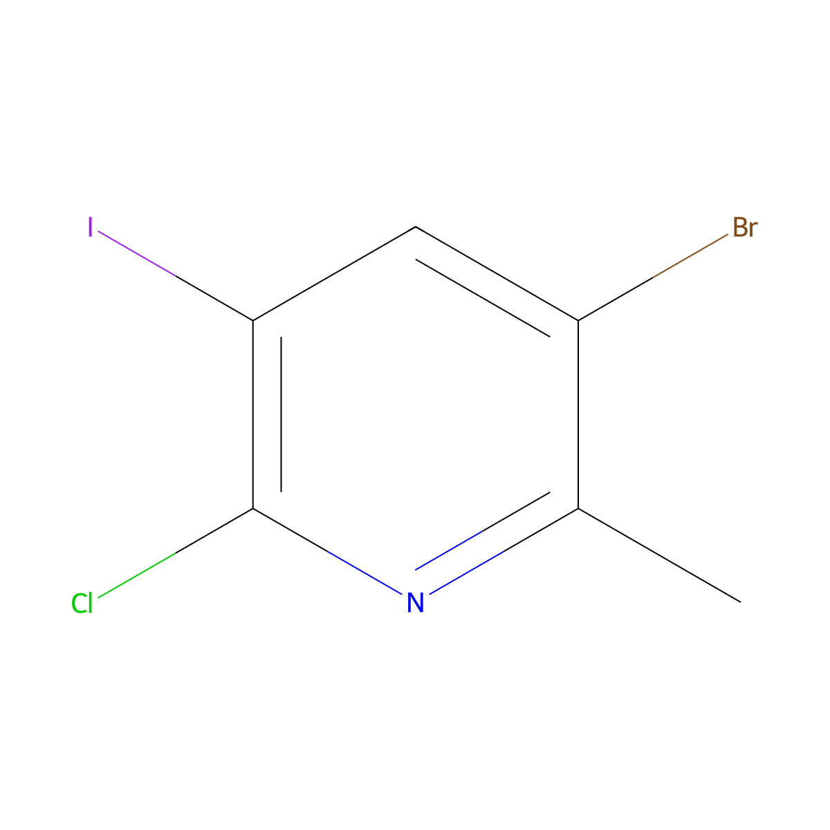 3-Bromo-6-chloro-5-iodo-2-methylpyridine molecular structure, CAS 1824109-17-2