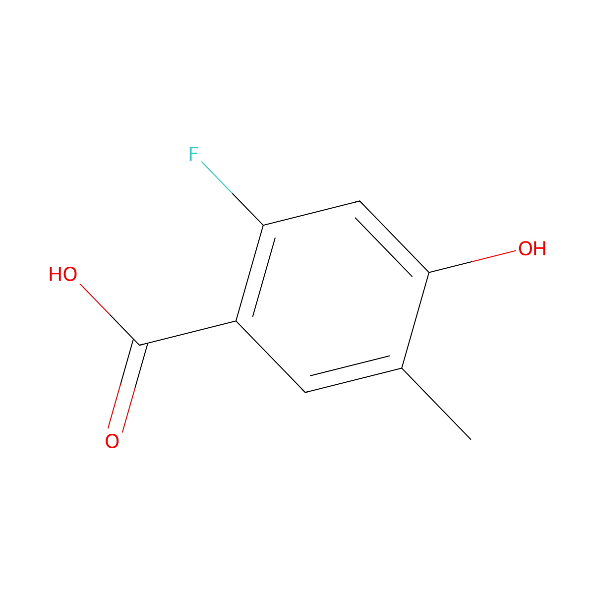 2-Fluoro-4-hydroxy-5-methylbenzoic acid molecular structure, CAS 1824109-44-5