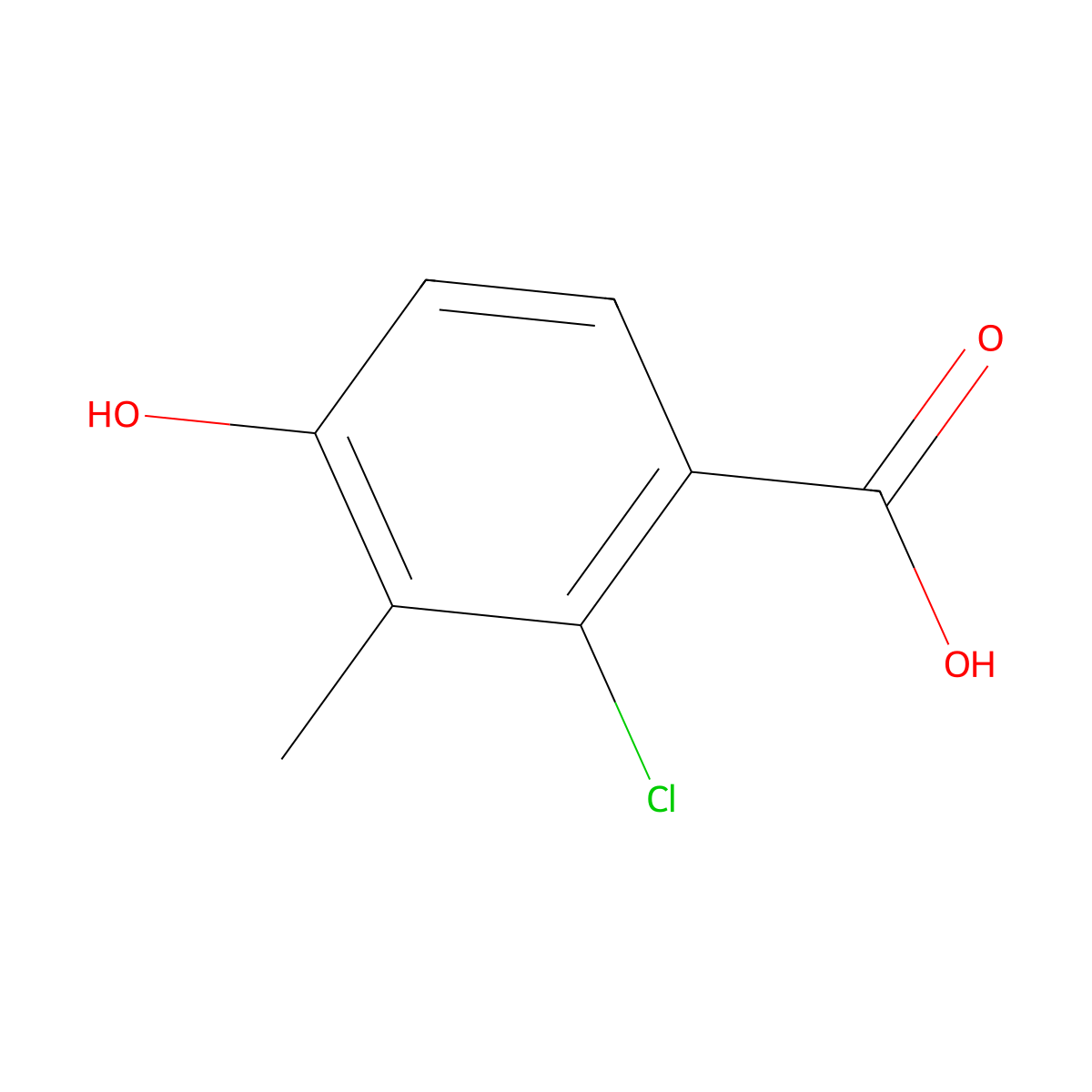 2-Chloro-4-hydroxy-3-methylbenzoic acid molecular structure, CAS 1824109-54-7