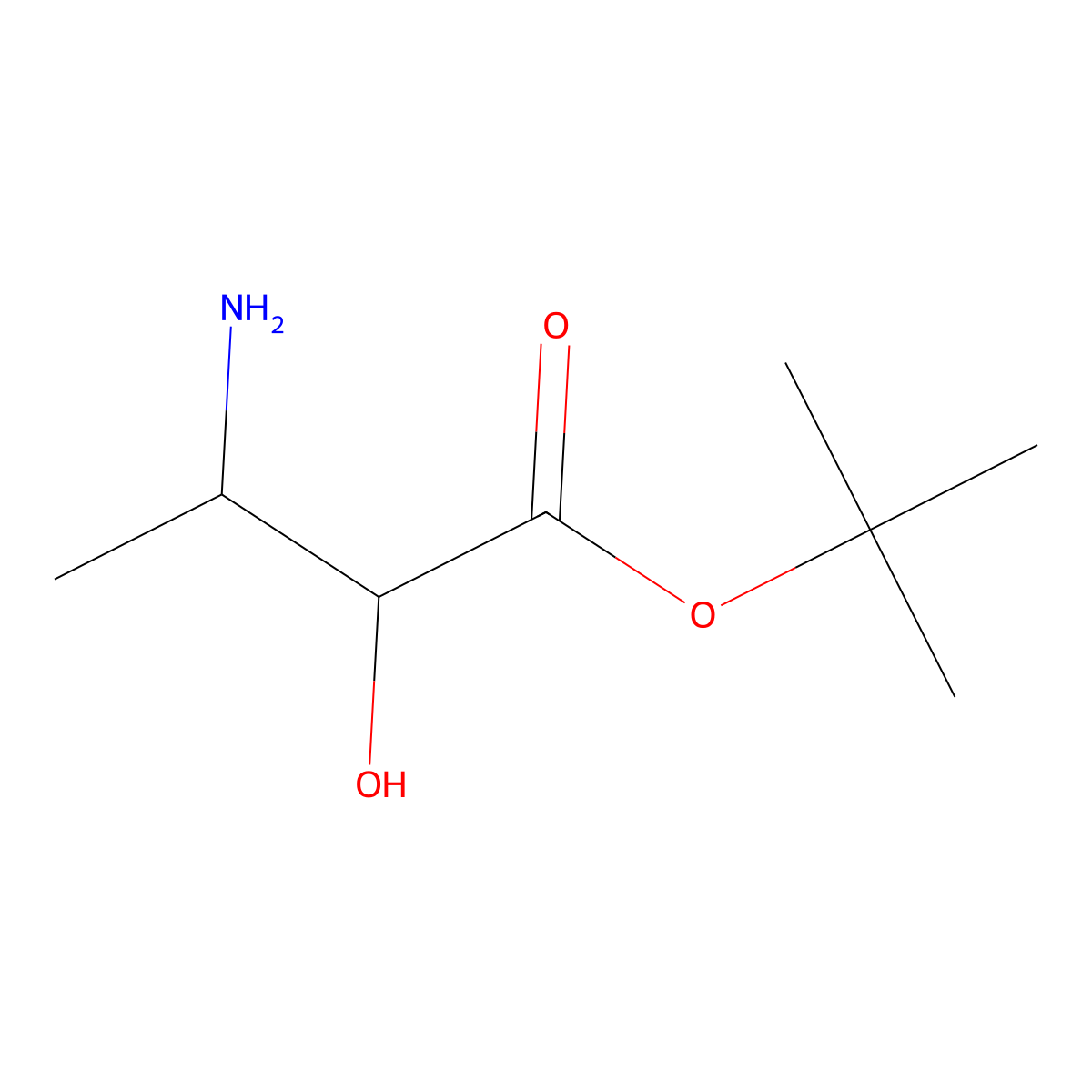 Tert-butyl 3-amino-2-hydroxybutanoate molecular structure, CAS 1824111-84-3