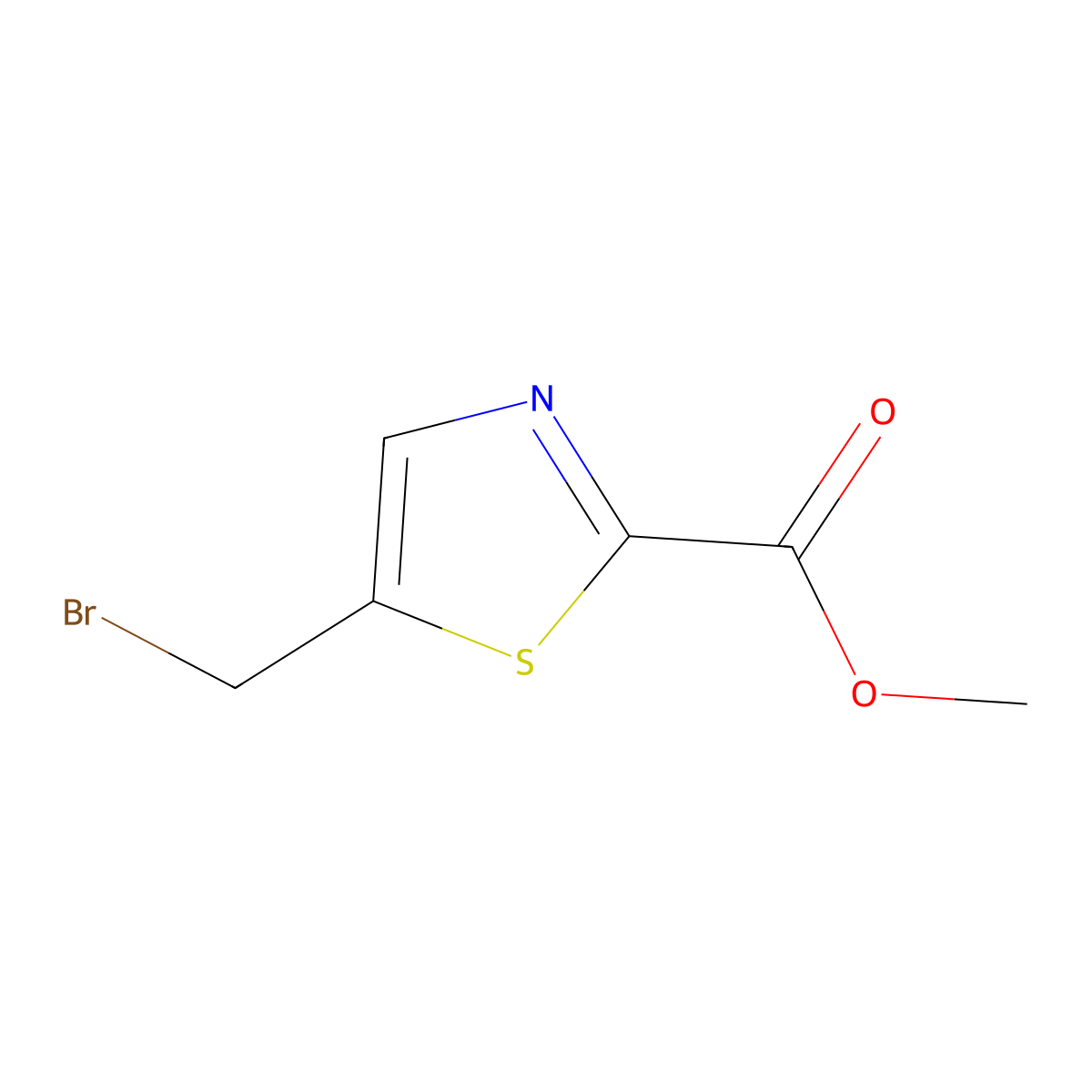 Methyl 5-(bromomethyl)-1,3-thiazole-2-carboxylate molecular structure, CAS 1824118-43-5