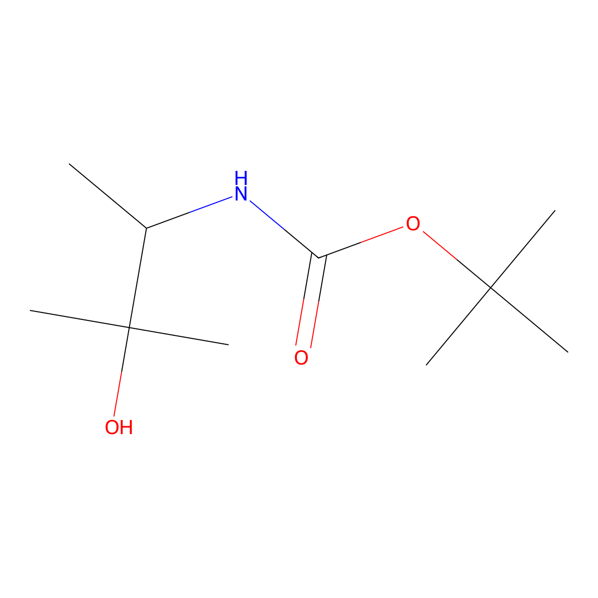(S)-Tert-butyl 3-hydroxy-3-methylbutan-2-ylcarbamate molecular structure, CAS 1824127-27-6