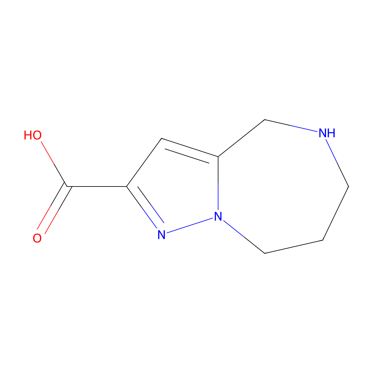 4h,5h,6h,7h,8h-Pyrazolo[1,5-a][1,4]diazepine-2-carboxylic acid molecular structure, CAS 1824129-50-1