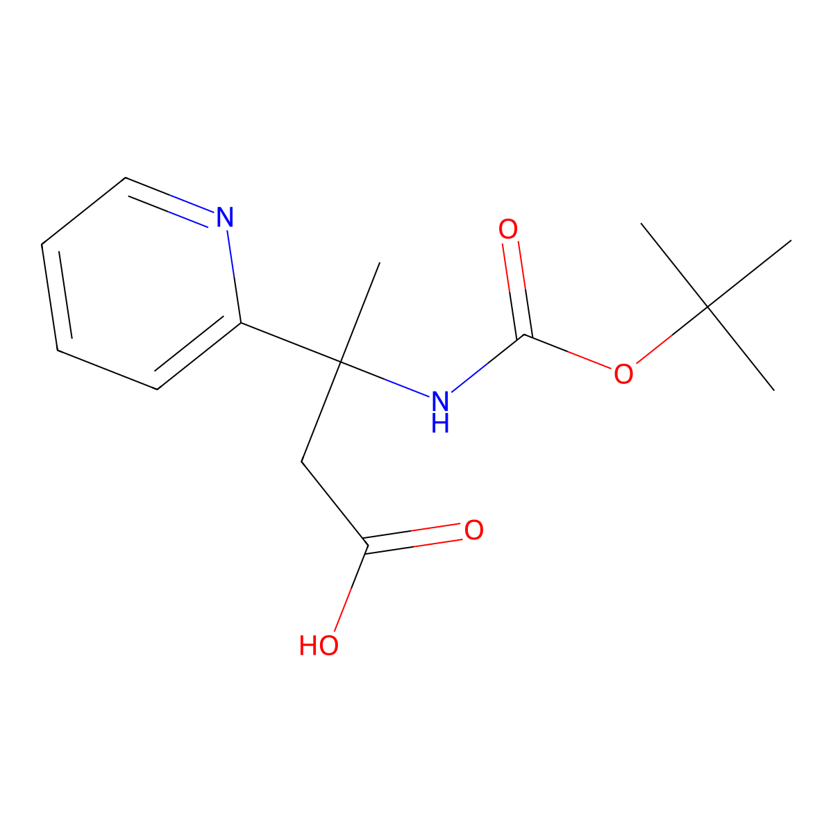3-{[(Tert-butoxy)carbonyl]amino}-3-(pyridin-2-yl)butanoic acid molecular structure, CAS 1824130-15-5