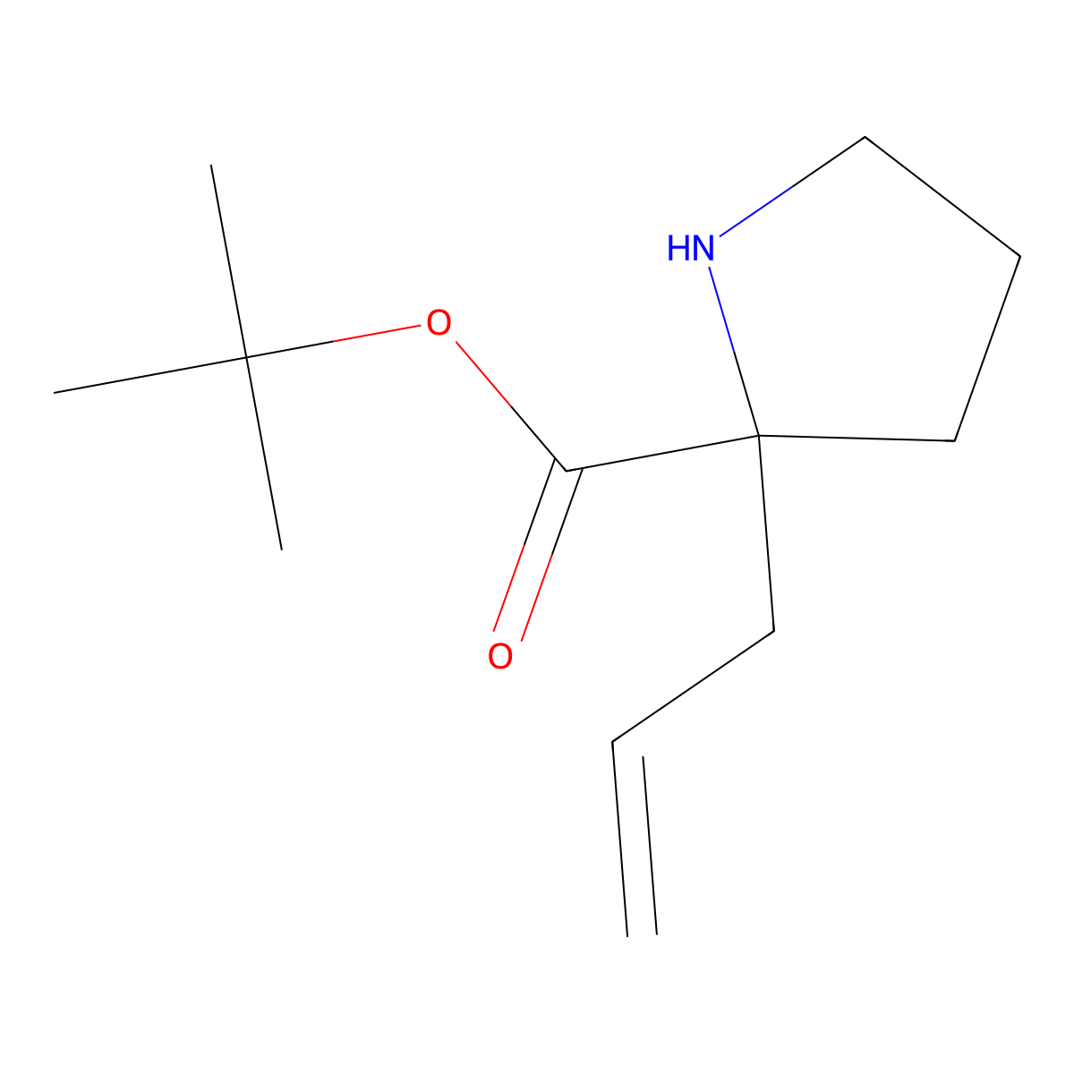 Tert-butyl 2-(prop-2-en-1-yl)pyrrolidine-2-carboxylate molecular structure, CAS 1824132-79-7