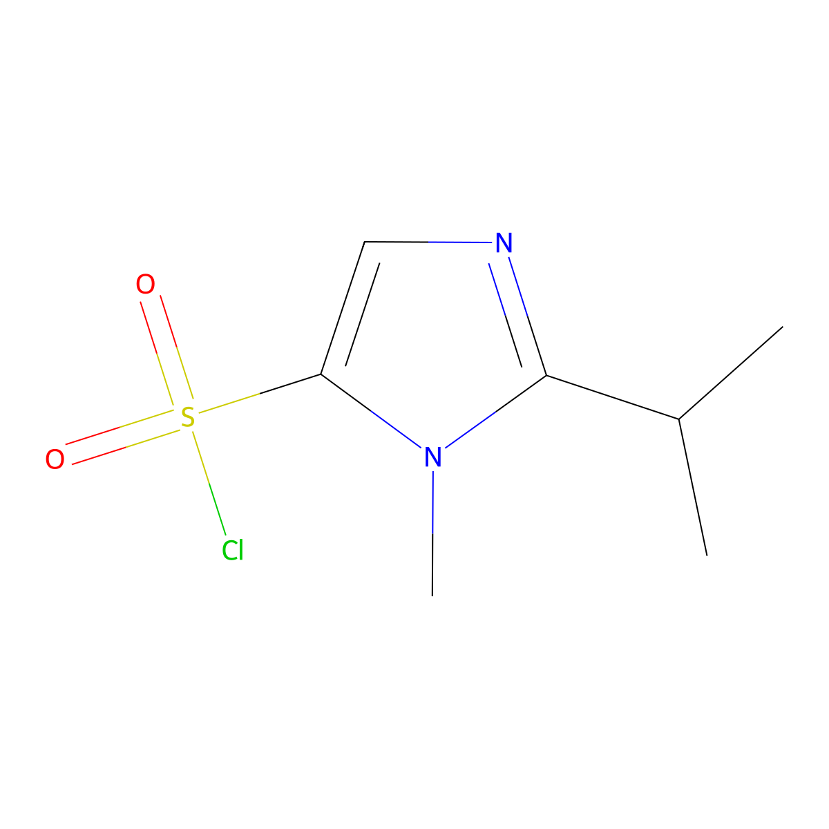 1-methyl-2-(propan-2-yl)-1H-imidazole-5-sulfonyl chloride molecular structure, CAS 1824141-08-3