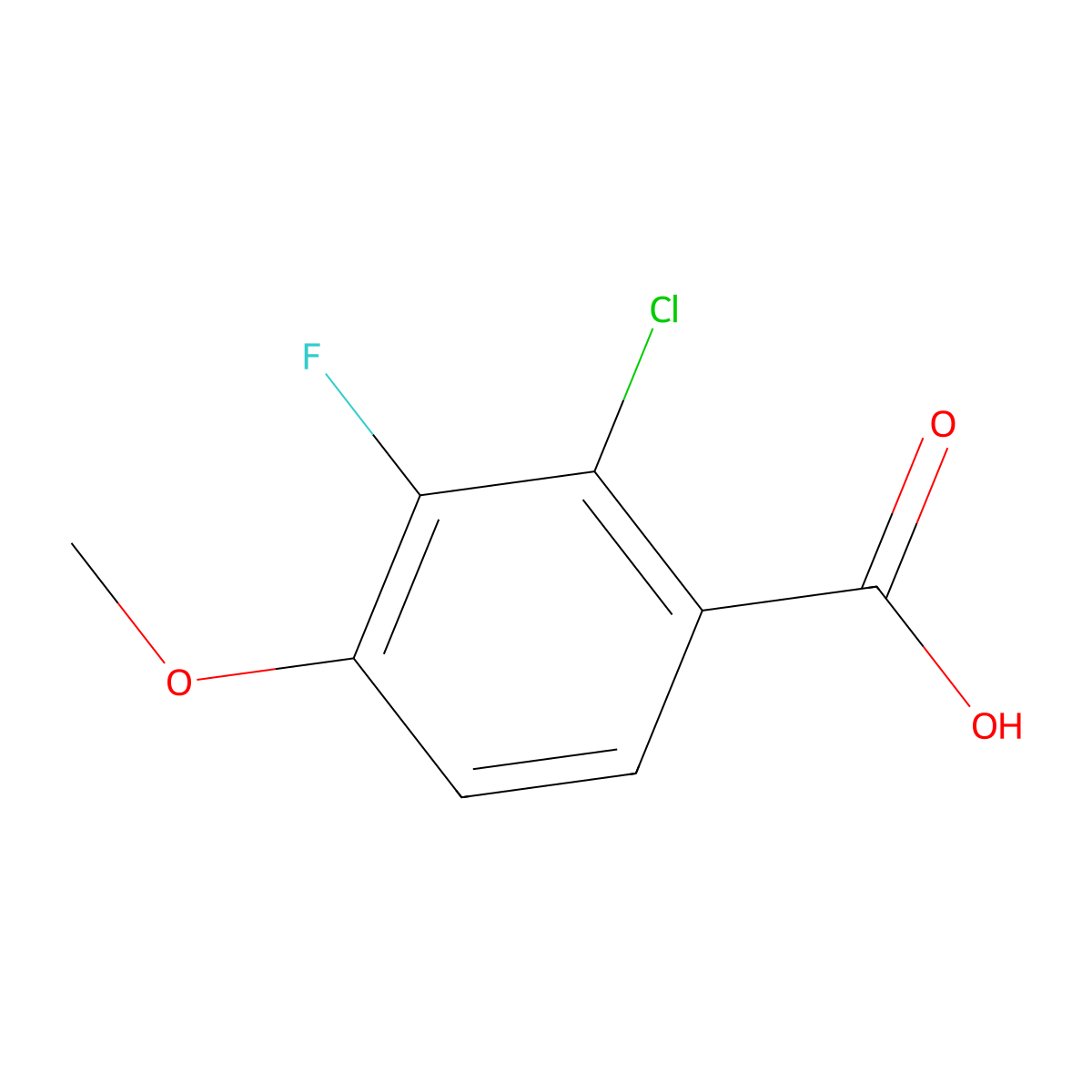2-Chloro-3-fluoro-4-methoxybenzoic acid molecular structure, CAS 1824142-37-1