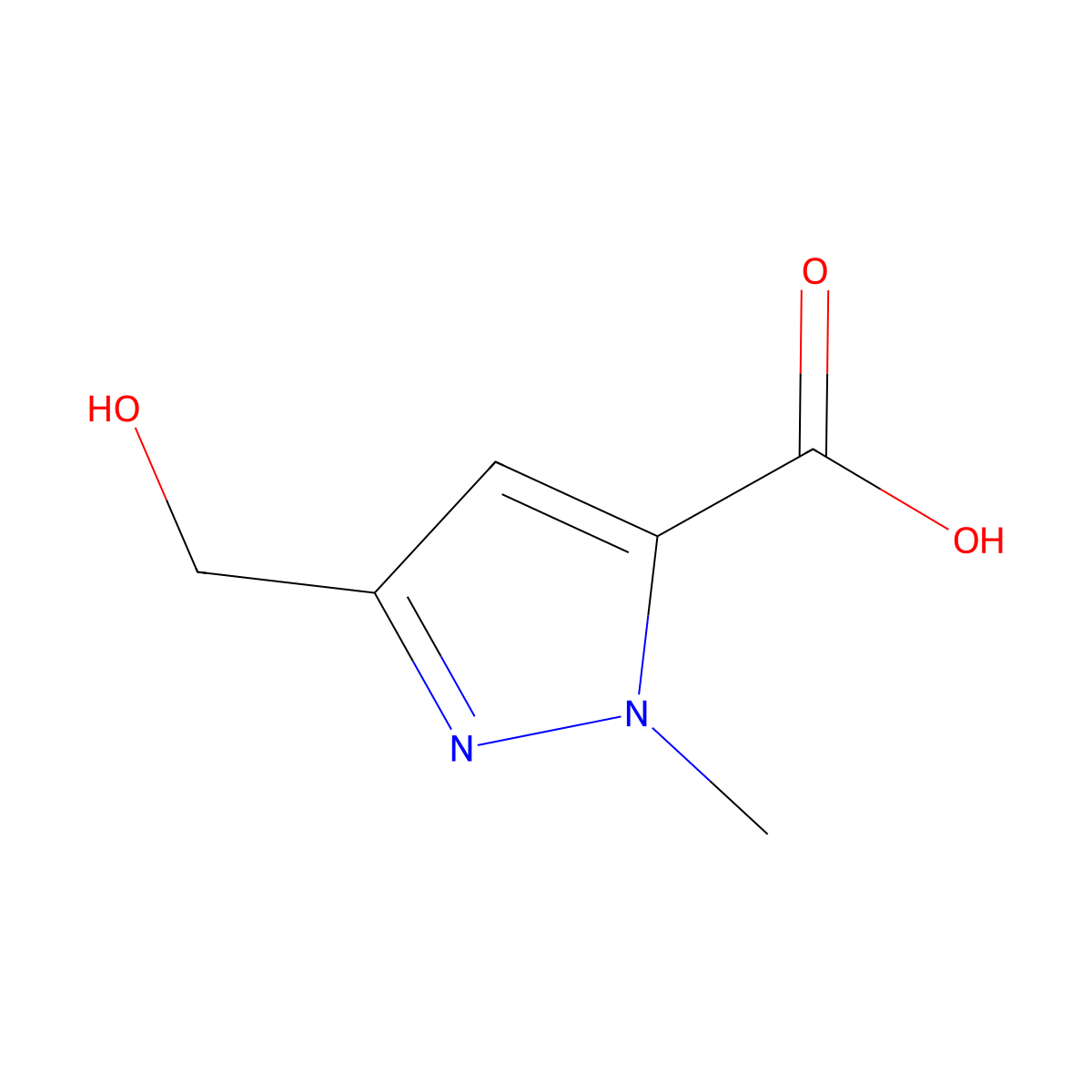 3-(Hydroxymethyl)-1-methyl-1H-pyrazole-5-carboxylic acid molecular structure, CAS 1824146-72-6