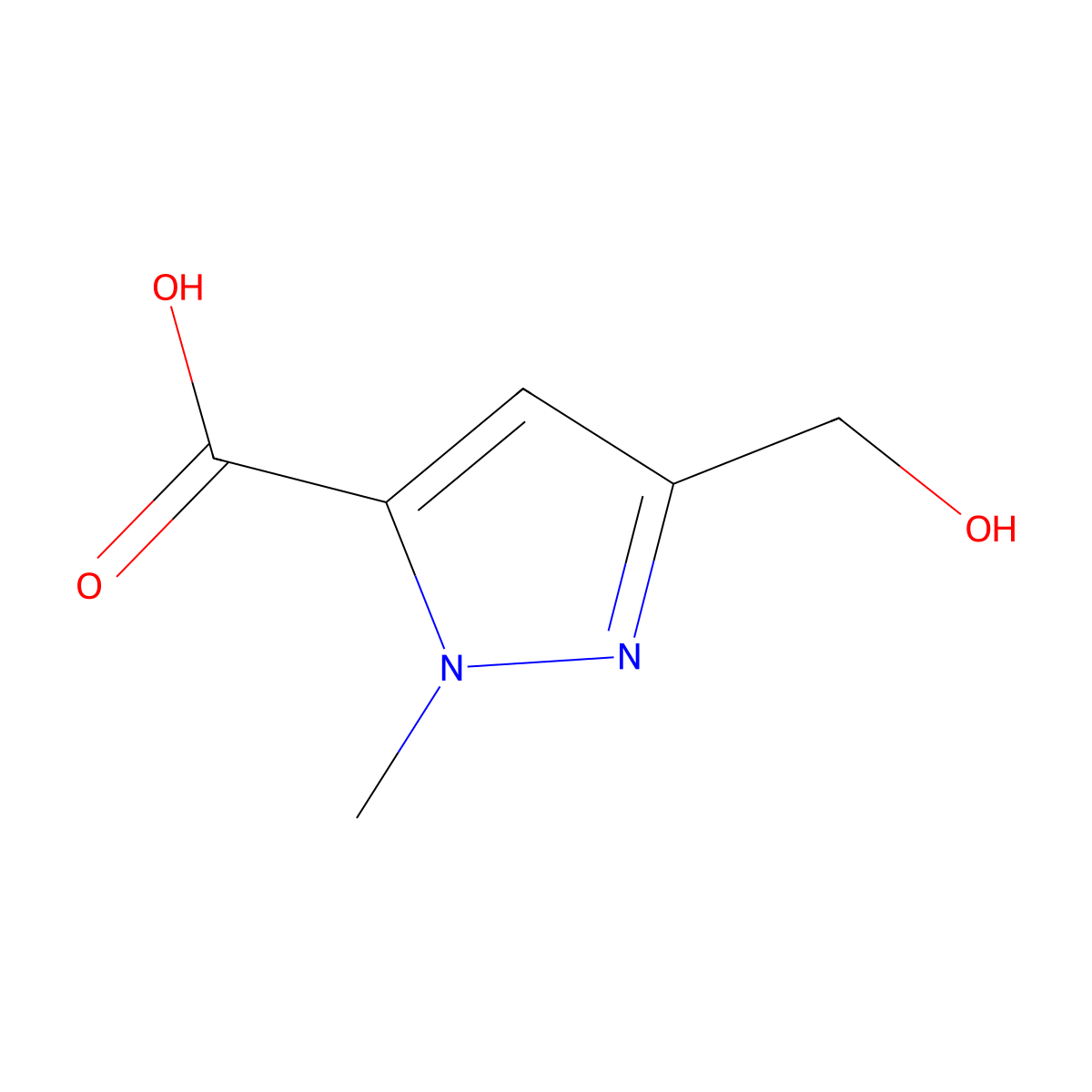3-(Hydroxymethyl)-1-methyl-1H-pyrazole-5-carboxylic acid molecular structure, CAS 1824146-72-6