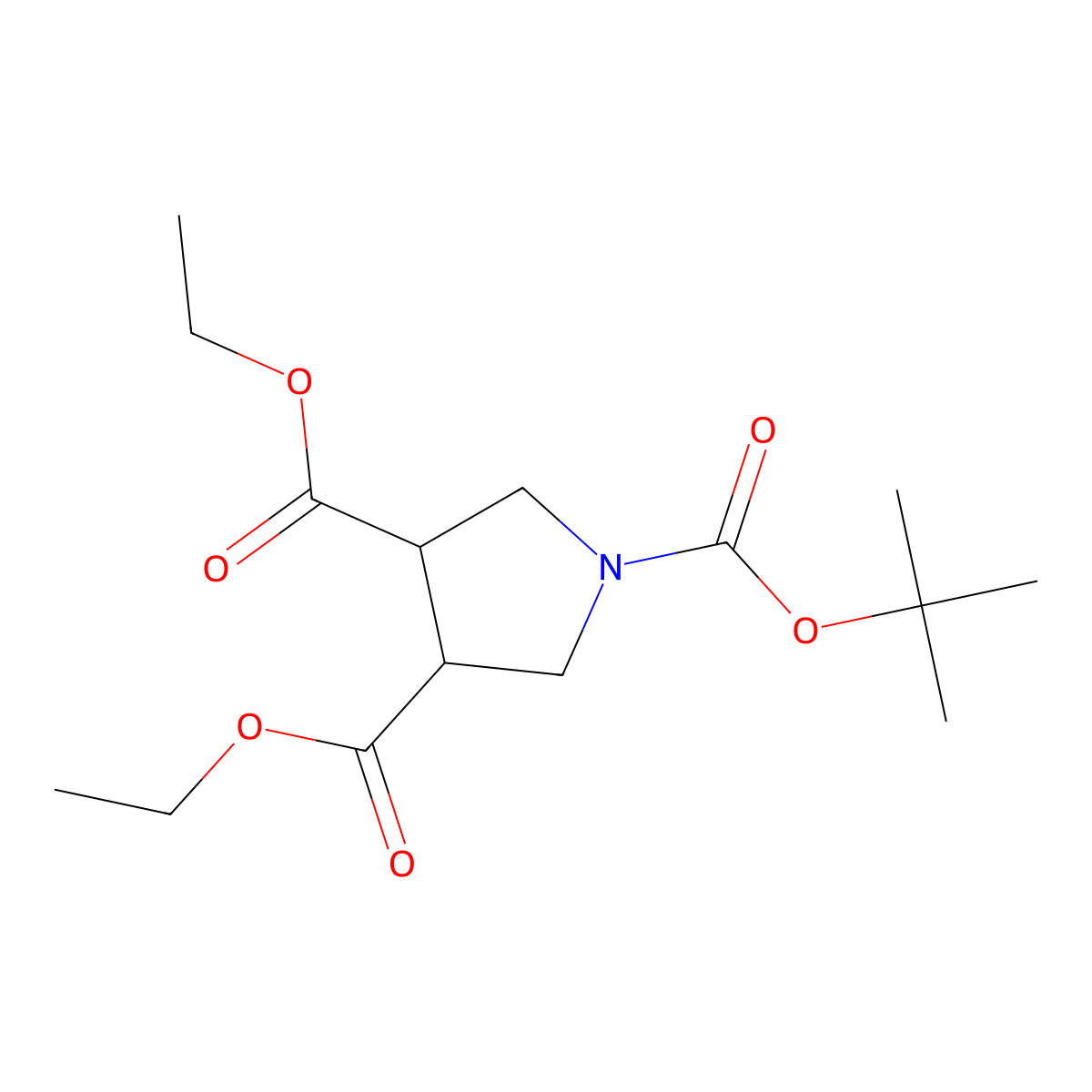 1-Tert-butyl 3,4-diethyl pyrrolidine-1,3,4-tricarboxylate molecular structure, CAS 1824147-66-1