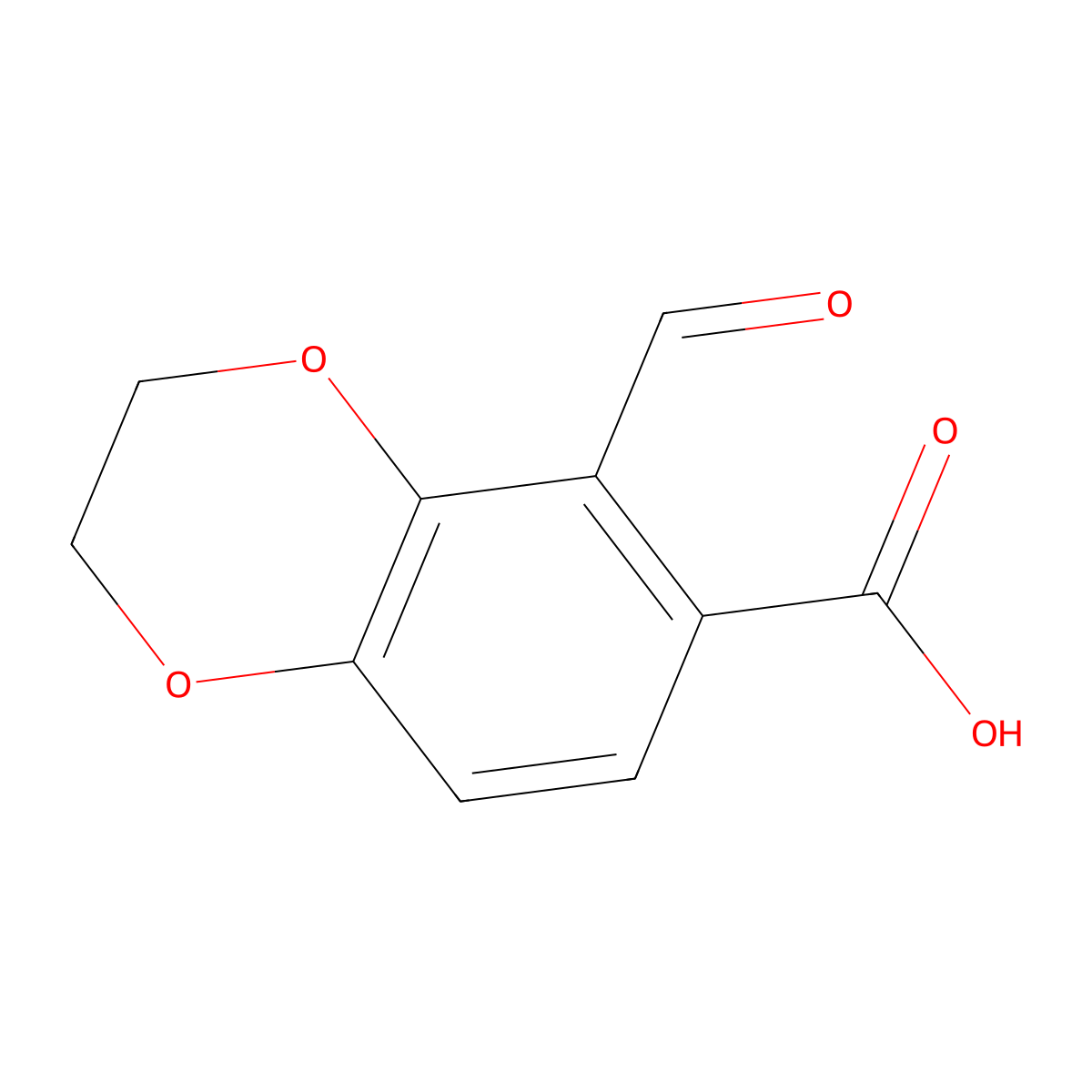 5-Formyl-2,3-dihydro-1,4-benzodioxine-6-carboxylic acid molecular structure, CAS 1824147-72-9