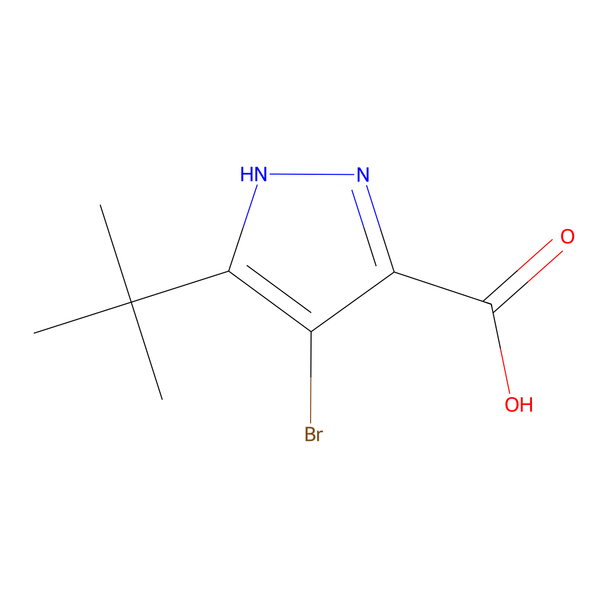 4-bromo-5-tert-butyl-1H-pyrazole-3-carboxylic acid molecular structure, CAS 182415-17-4