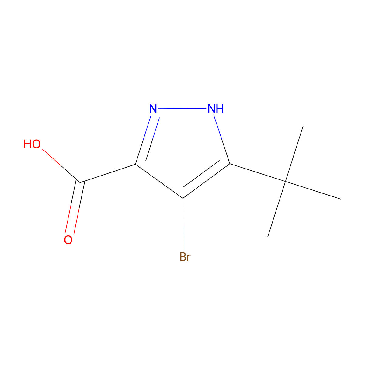 4-bromo-5-tert-butyl-1H-pyrazole-3-carboxylic acid molecular structure, CAS 182415-17-4