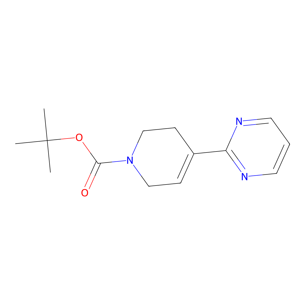 4-Pyrimidin-2-yl-3,6-dihydro-2H-pyridine-1-carboxylic acid tert-butyl ester molecular structure, CAS 182416-03-1
