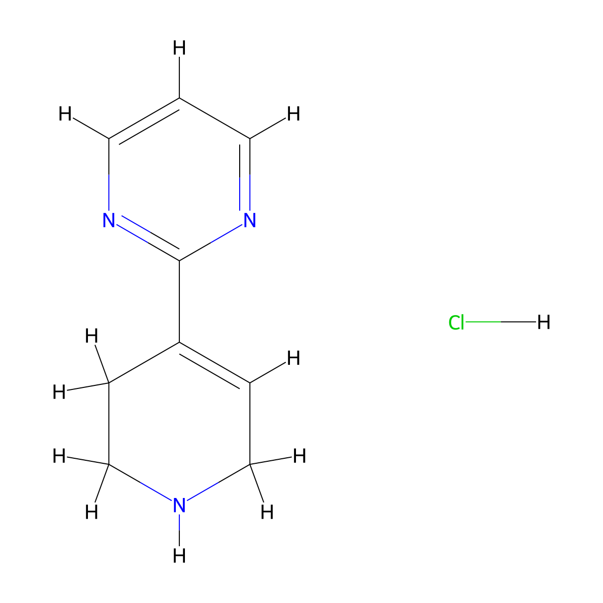 2-(1,2,3,6-Tetrahydropyridin-4-yl)pyrimidine hydrochloride molecular structure, CAS 182416-08-6