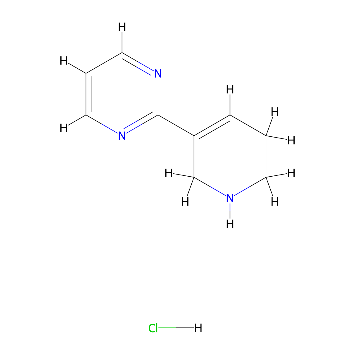 2-(1,2,5,6-Tetrahydropyridin-3-yl)pyrimidine hydrochloride molecular structure, CAS 182416-12-2