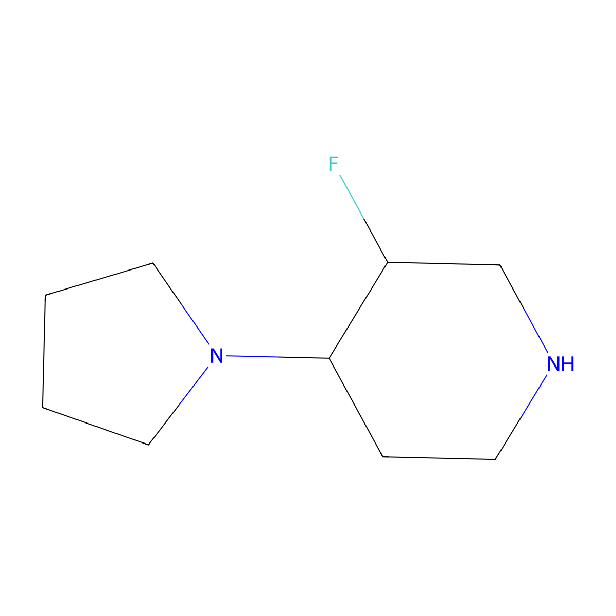 3-Fluoro-4-(pyrrolidin-1-yl)piperidine molecular structure, CAS 1824162-40-4