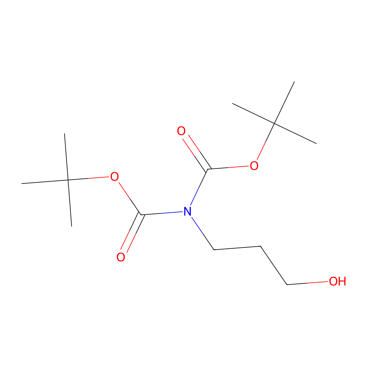 tert-butyl N-((tert-butoxy)carbonyl)-N-(3-hydroxypropyl)carbamate molecular structure, CAS 1824163-90-7