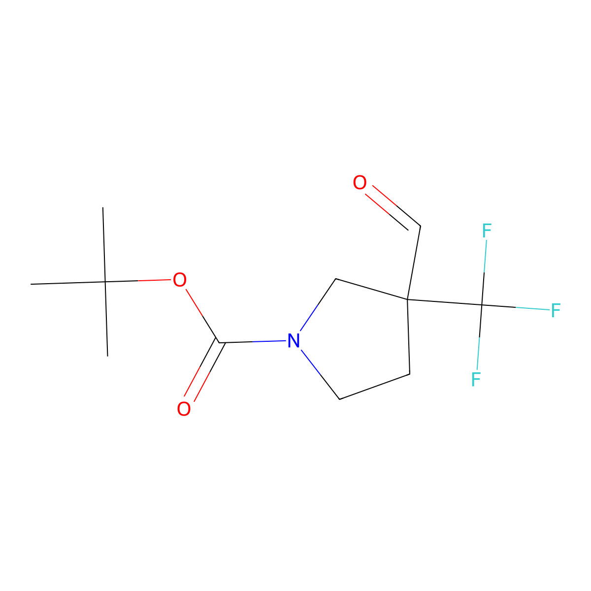 Tert-butyl 3-formyl-3-(trifluoromethyl)pyrrolidine-1-carboxylate molecular structure, CAS 1824164-91-1