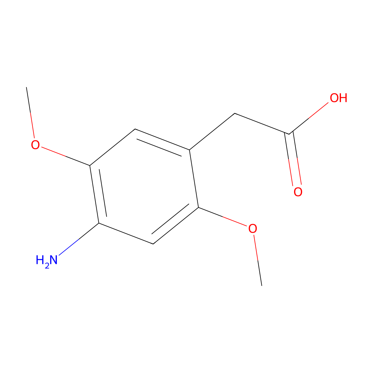 2-(4-Amino-2,5-dimethoxyphenyl)acetic acid molecular structure, CAS 1824165-27-6