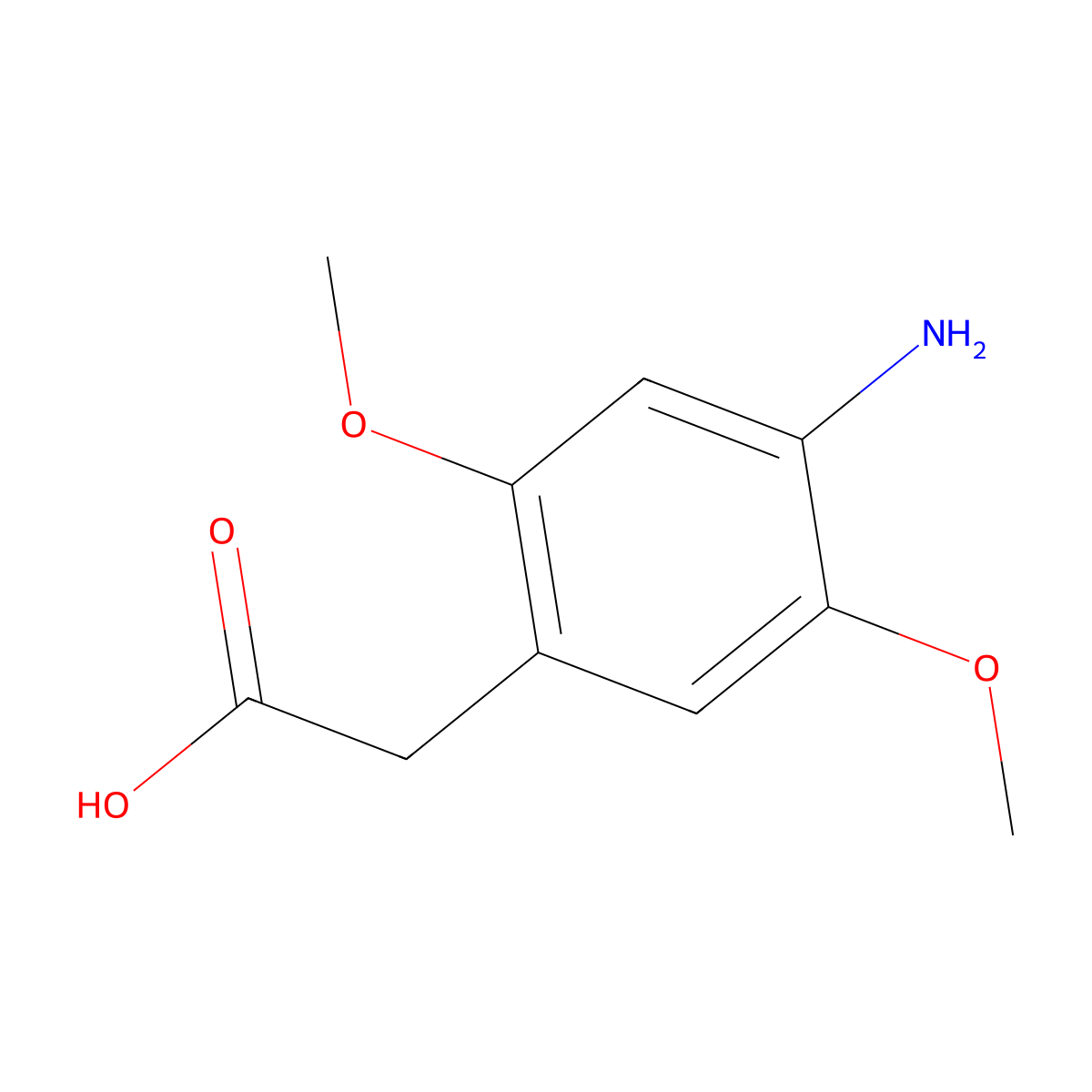 2-(4-Amino-2,5-dimethoxyphenyl)acetic acid molecular structure, CAS 1824165-27-6