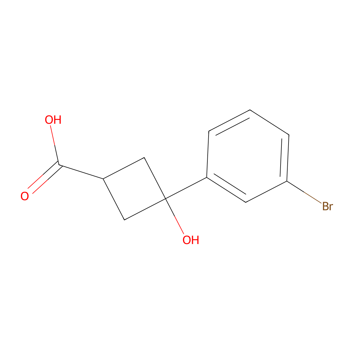 3-(3-Bromophenyl)-3-hydroxycyclobutane-1-carboxylic acid molecular structure, CAS 1824170-45-7