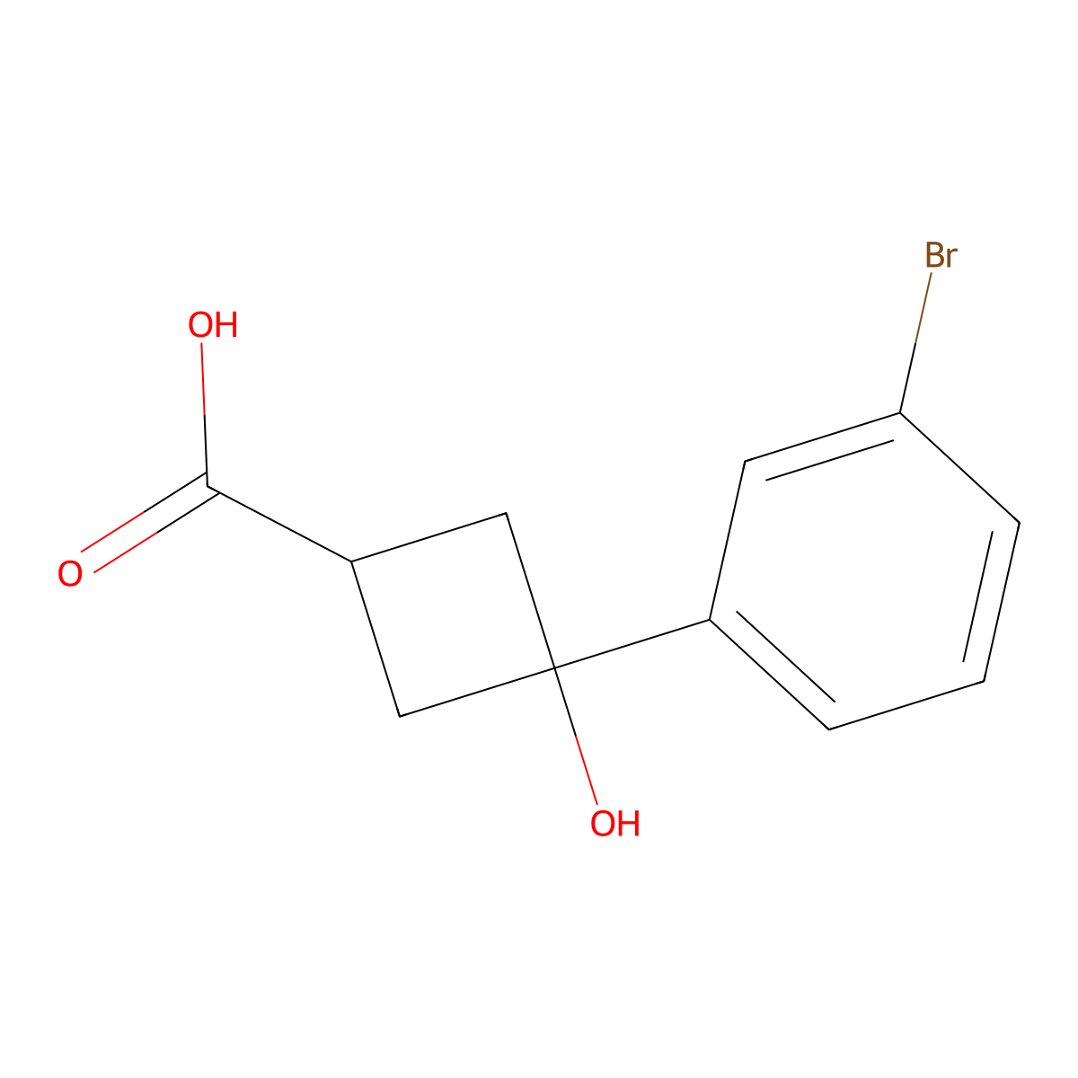 3-(3-Bromophenyl)-3-hydroxycyclobutane-1-carboxylic acid molecular structure, CAS 1824170-45-7
