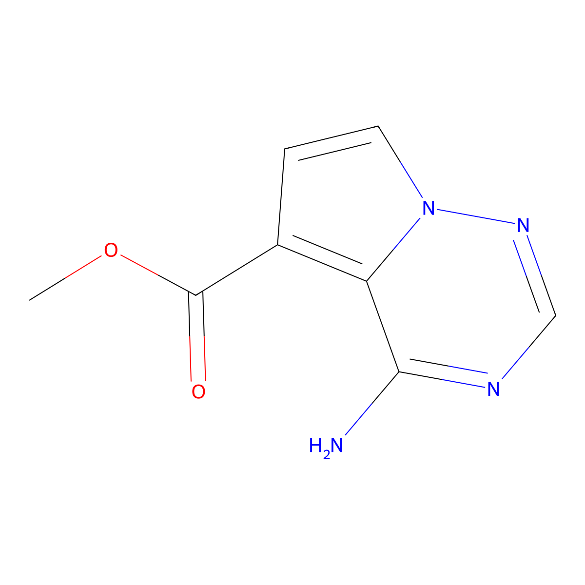 Methyl 4-aminopyrrolo[2,1-f][1,2,4]triazine-5-carboxylate molecular structure, CAS 1824182-80-0