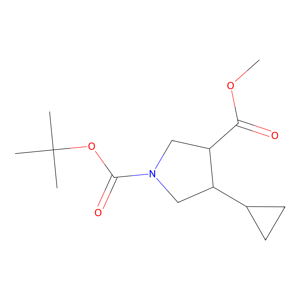 1-tert-Butyl 3-methyl 4-cyclopropylpyrrolidine-1,3-dicarboxylate molecular structure, CAS 1824184-34-0