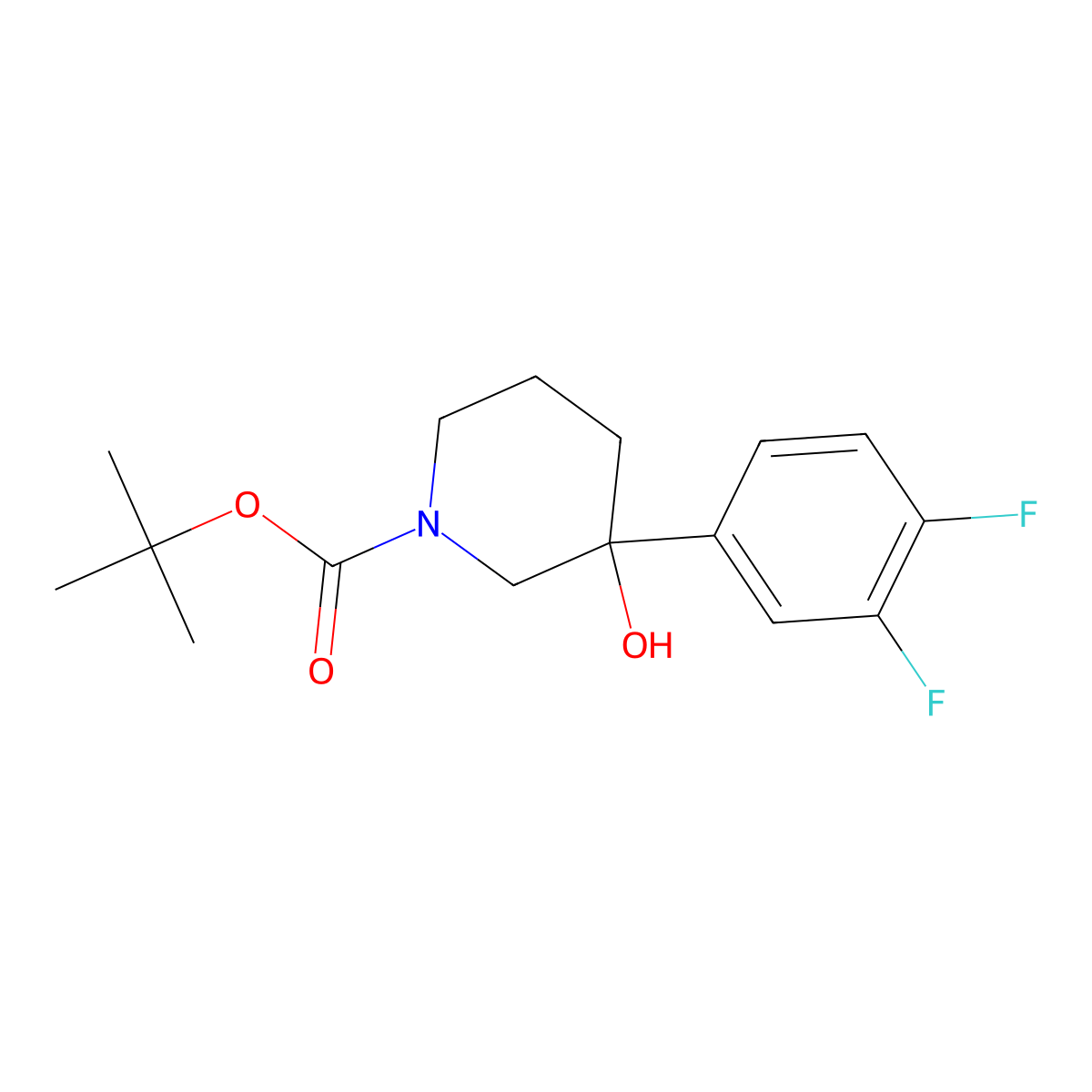 1,1-Dimethylethyl 3-(3,4-difluorophenyl)-3-hydroxy-1-piperidinecarboxylate molecular structure, CAS 1824190-14-8