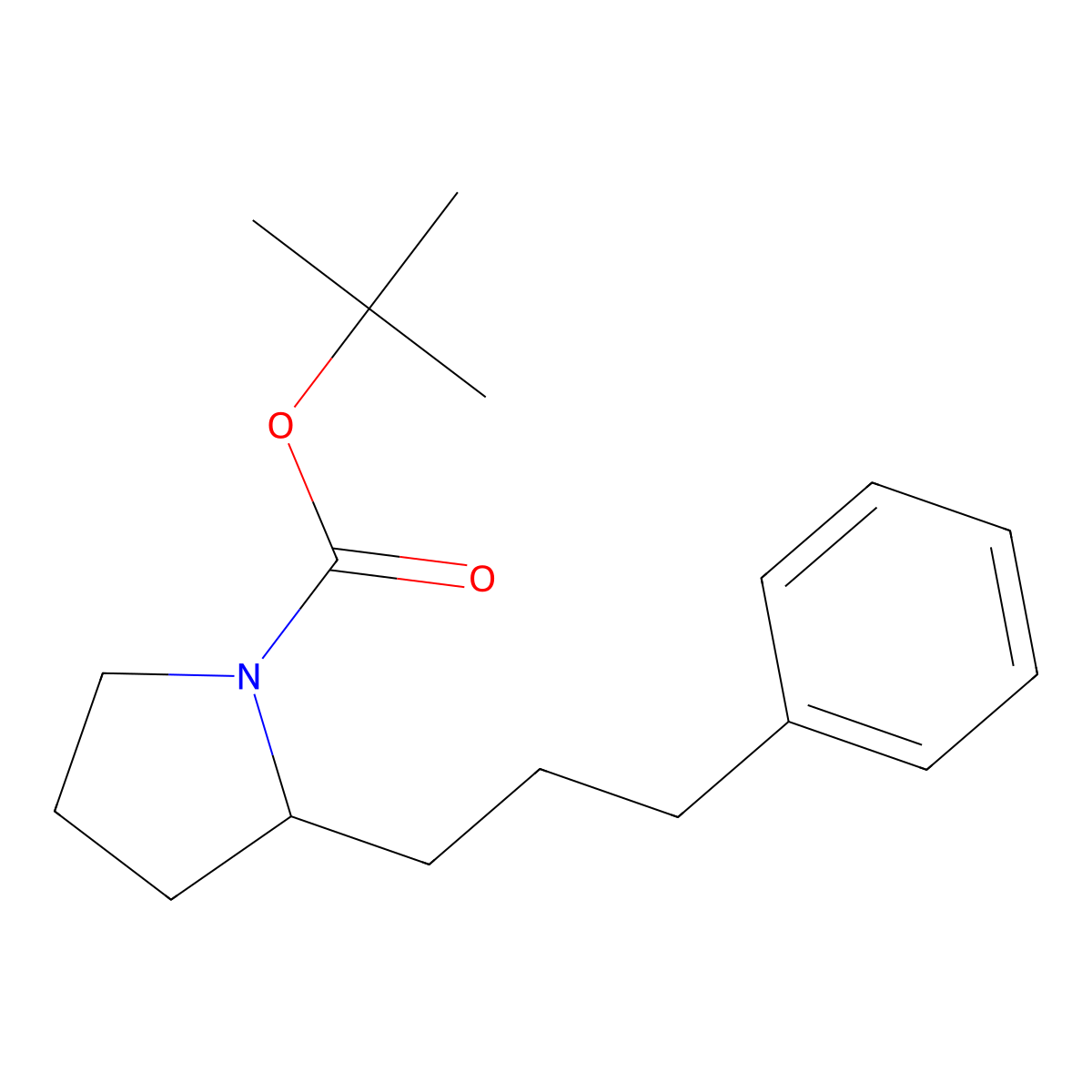 Tert-butyl 2-(3-phenylpropyl)pyrrolidine-1-carboxylate molecular structure, CAS 1824197-68-3