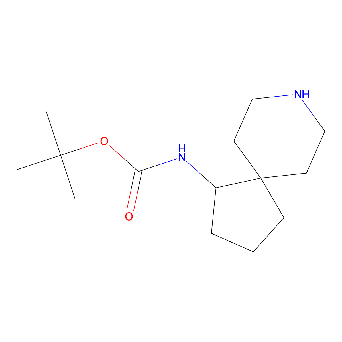 tert-butyl N-(8-azaspiro(4.5)decan-1-yl)carbamate molecular structure, CAS 1824202-09-6