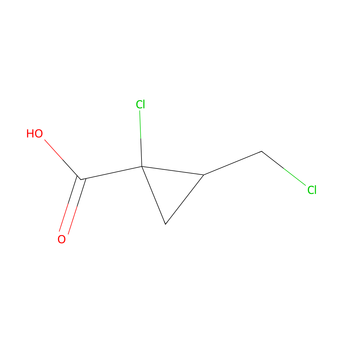 1-Chloro-2-(chloromethyl)cyclopropane-1-carboxylic acid molecular structure, CAS 1824203-65-7