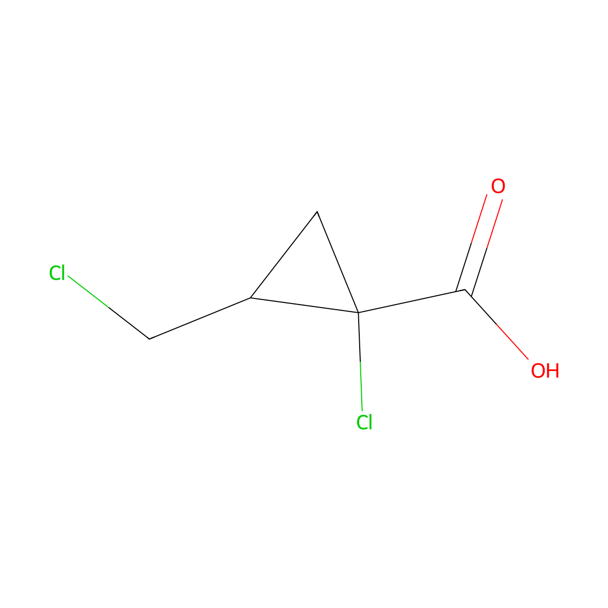 1-Chloro-2-(chloromethyl)cyclopropane-1-carboxylic acid molecular structure, CAS 1824203-65-7