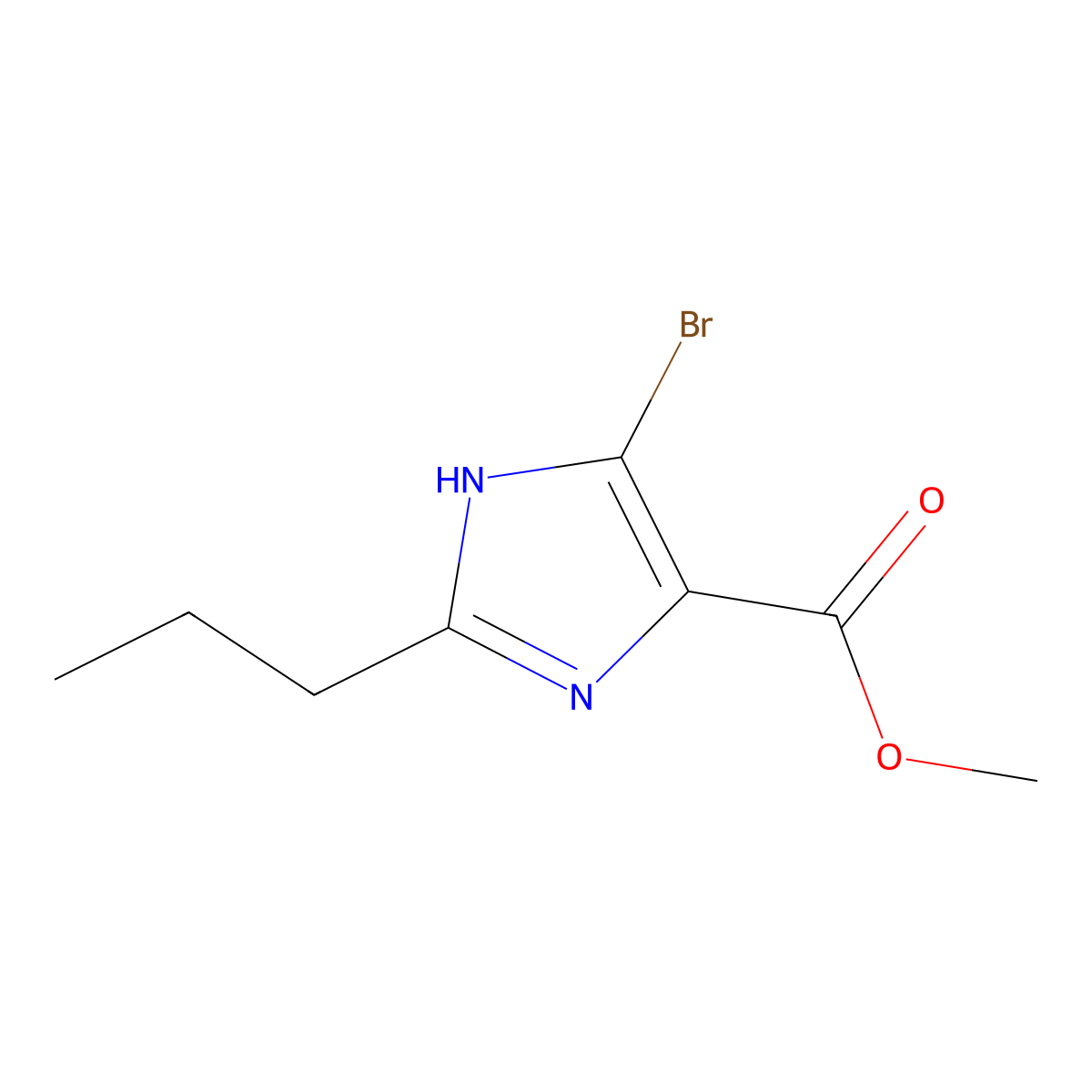 Methyl 4-bromo-2-propyl-1H-imidazole-5-carboxylate molecular structure, CAS 1824204-84-3